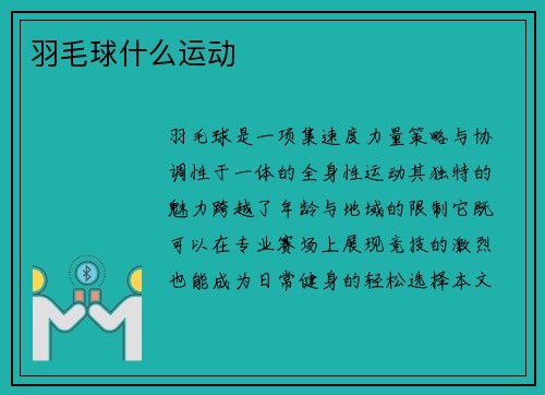 羽毛球什么运动